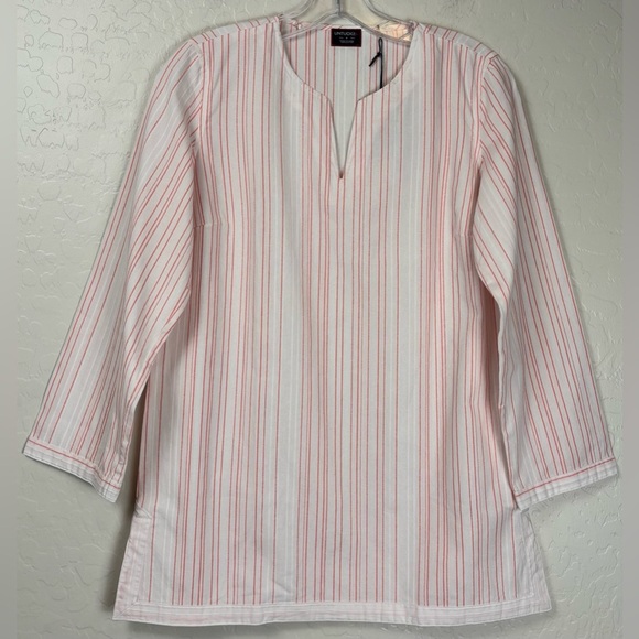 UNTUCKit Tops - UNTUCKit Durfort Womens Large Striped‎ Cotton Tunic Top Orange White 1027